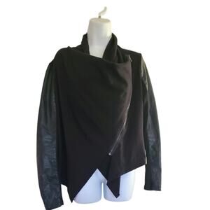 Blank NYC Black Faux Leather Moto Jacket Large Asymmetrical Zip Style